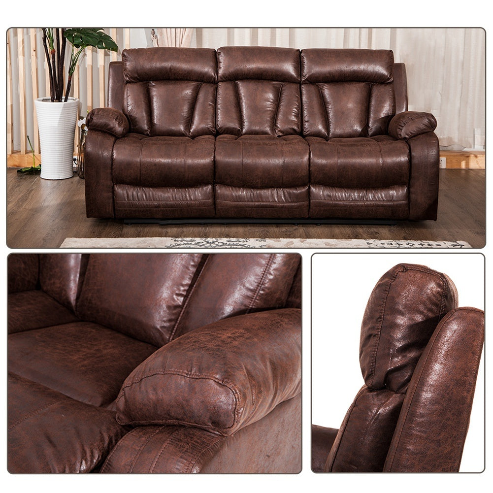 3 Piece Recliner Living Room Sofa Reclining Couch Chair Leather Accent Chair Set